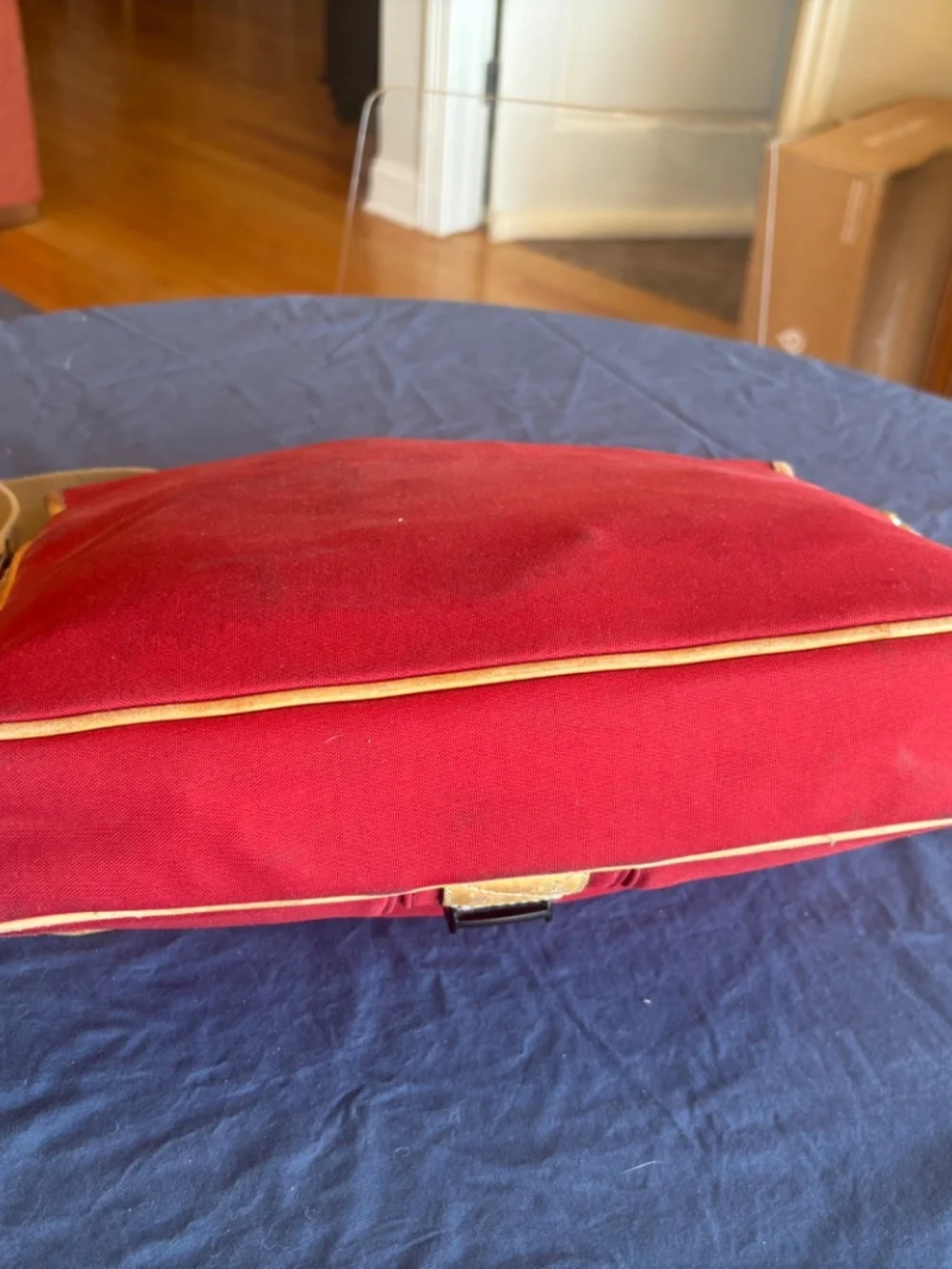 Coach Transatlantic Messenger and Commuter Bag- red canvas with tan leather